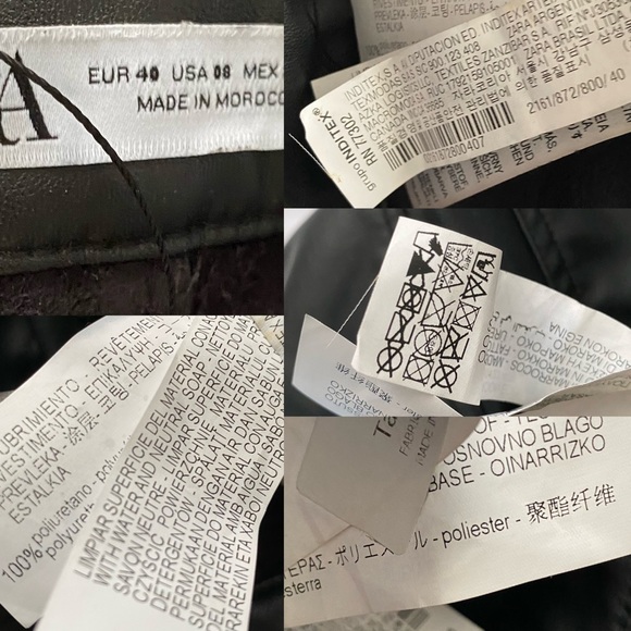 Zara Black Faux Leather Straight Leg Parted Ankle Pants - Picture 12 of 13